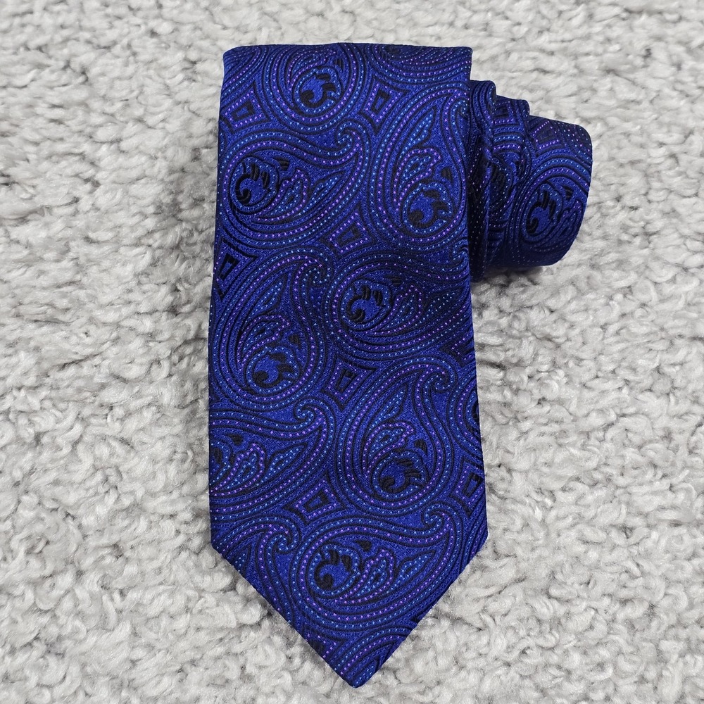 Robert Graham Men's Paisley Silk Tie Blue Purple Made in‎ USA Statement Formal